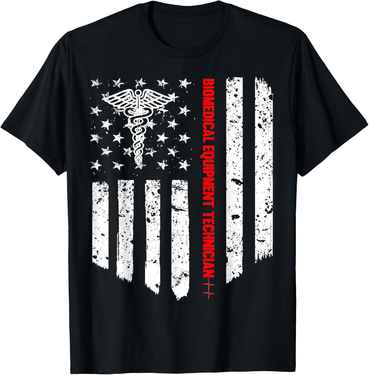 Biomedical Equipment Technician American Flag Patriotic Gift T-Shirt - T-Shirt | Black