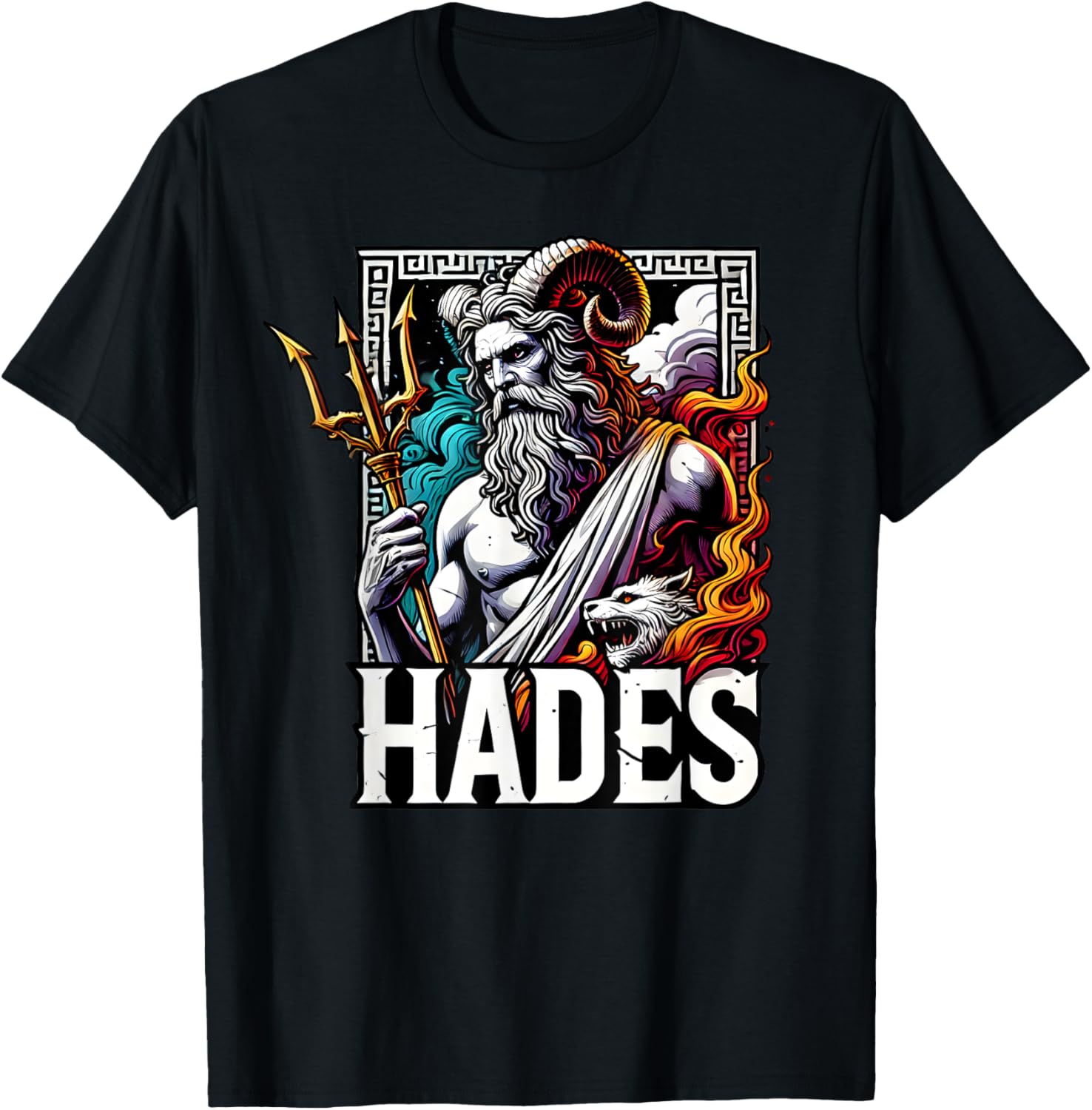 Mythology Greece Gods and Legends Hades Ancient Greek God Of The Underworld Cerberus -Adults and Kids Black Small Modern Letter Print Pull On Short Sleeve T-Shirt - T-Shirt | Black