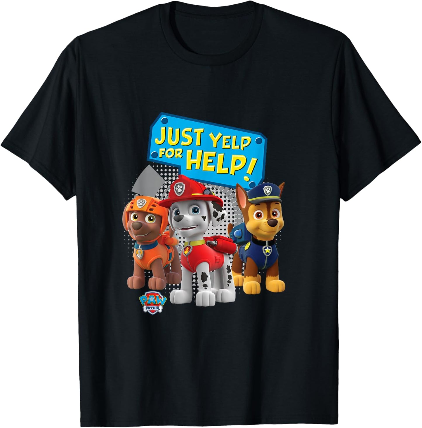 Paw Patrol Just Yelp For Help! Chase, Marshall and Zuma T-Shirt - T-Shirt | Black