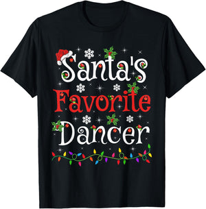 Dancer Xmas Gift Santa's Favorite Dancer Christmas T-Shirt - T-Shirt | Black