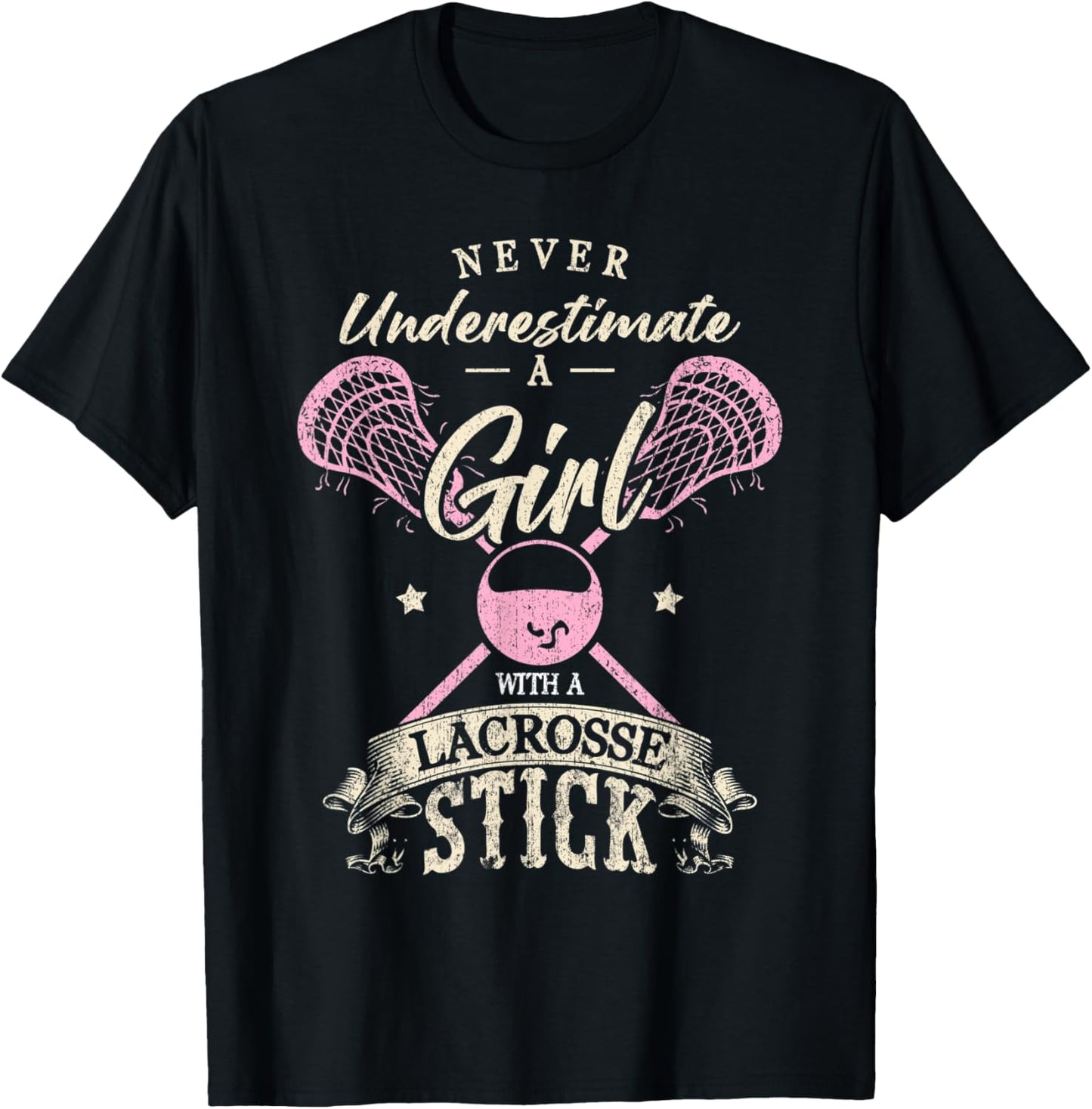 Never underestimate a girl with a Lacrosse stick T-Shirt - T-Shirt | Black