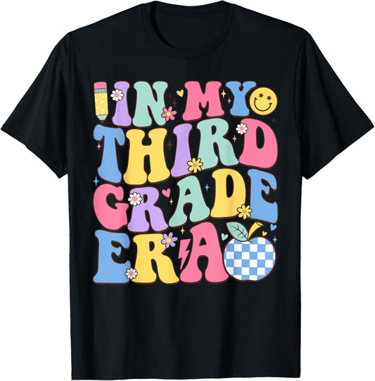 In My Third Grade Era Groovy Back To School Teachers Kids T-Shirt - T-Shirt | Black