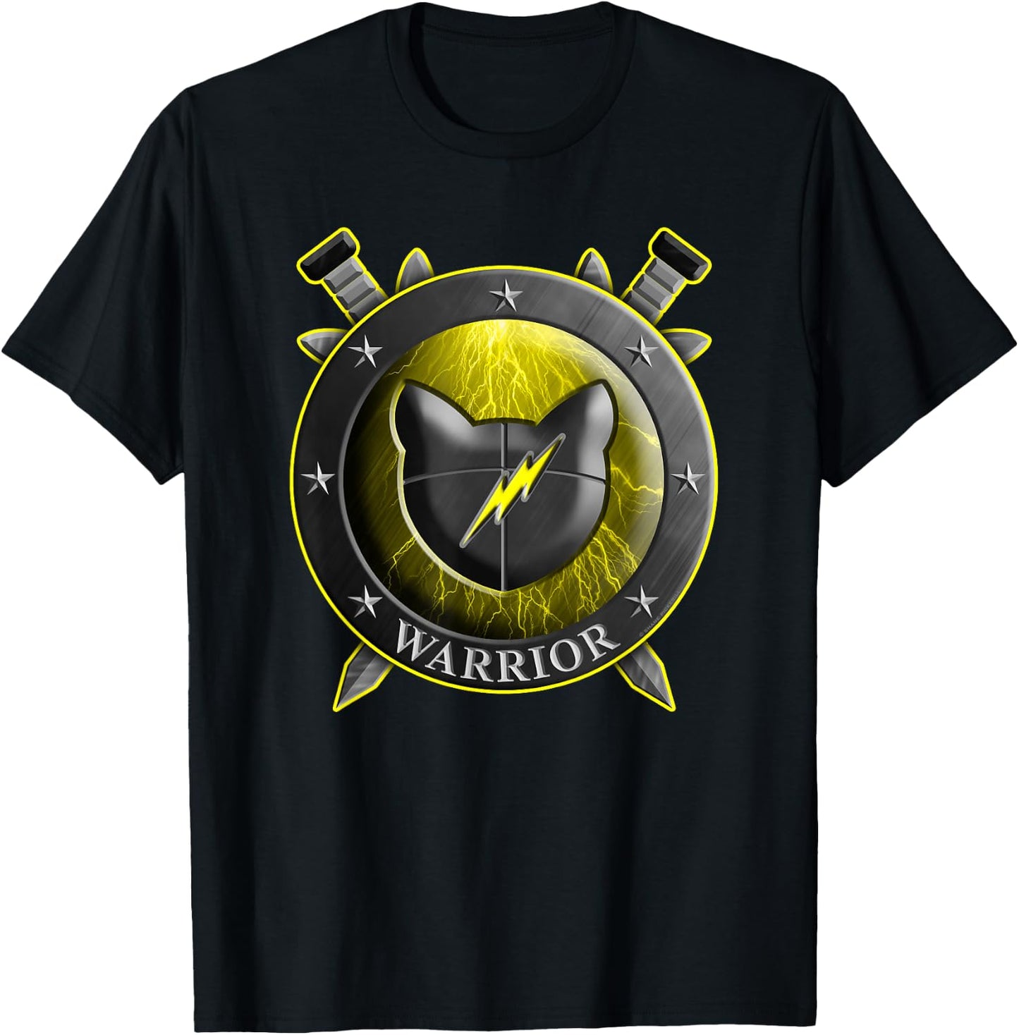Cat Shield Swords Thunder Funny for Kids T-Shirt - T-Shirt | Black