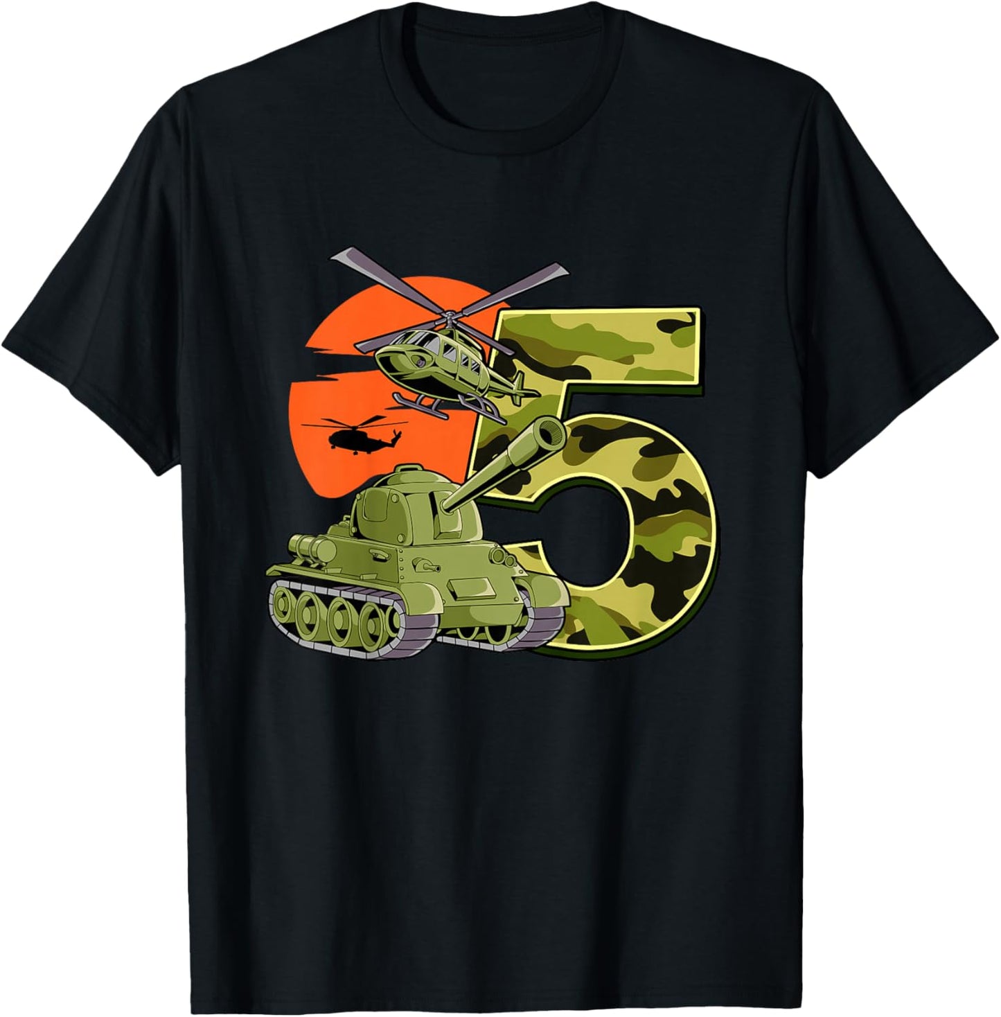 Kids 5th Birthday Army T-Shirt - T-Shirt | Black