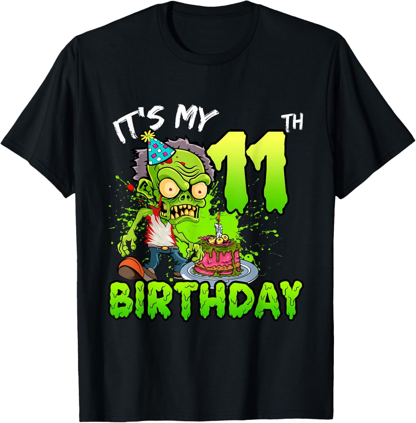 It's My 11th Birthday Zombie Lover 11 Year Old Boys Girls T-Shirt - T-Shirt | Black
