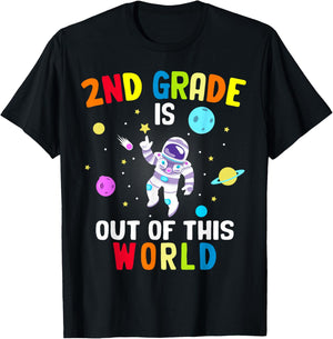 2nd Grade is Out of This World Cool Astronaut Outer Space T-Shirt - T-Shirt | Black