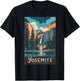 Retro Yosemite California National Park Tunnel View Trails T-Shirt - T-Shirt | Black