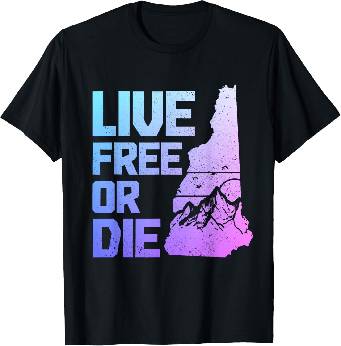 New Hampshire Live Free Or Die Vintage Mountains Pride T-Shirt - T-Shirt | Black
