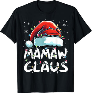 Mamaw Claus Christmas Lights Matching Family Xmas Pajama T-Shirt - T-Shirt | Black