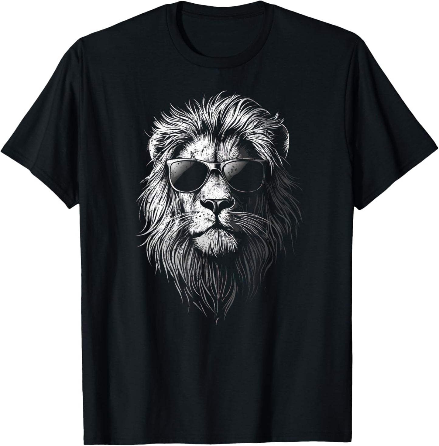 Lion Wearing Sunglasses – Fun for All Ages T-Shirt - T-Shirt | Black