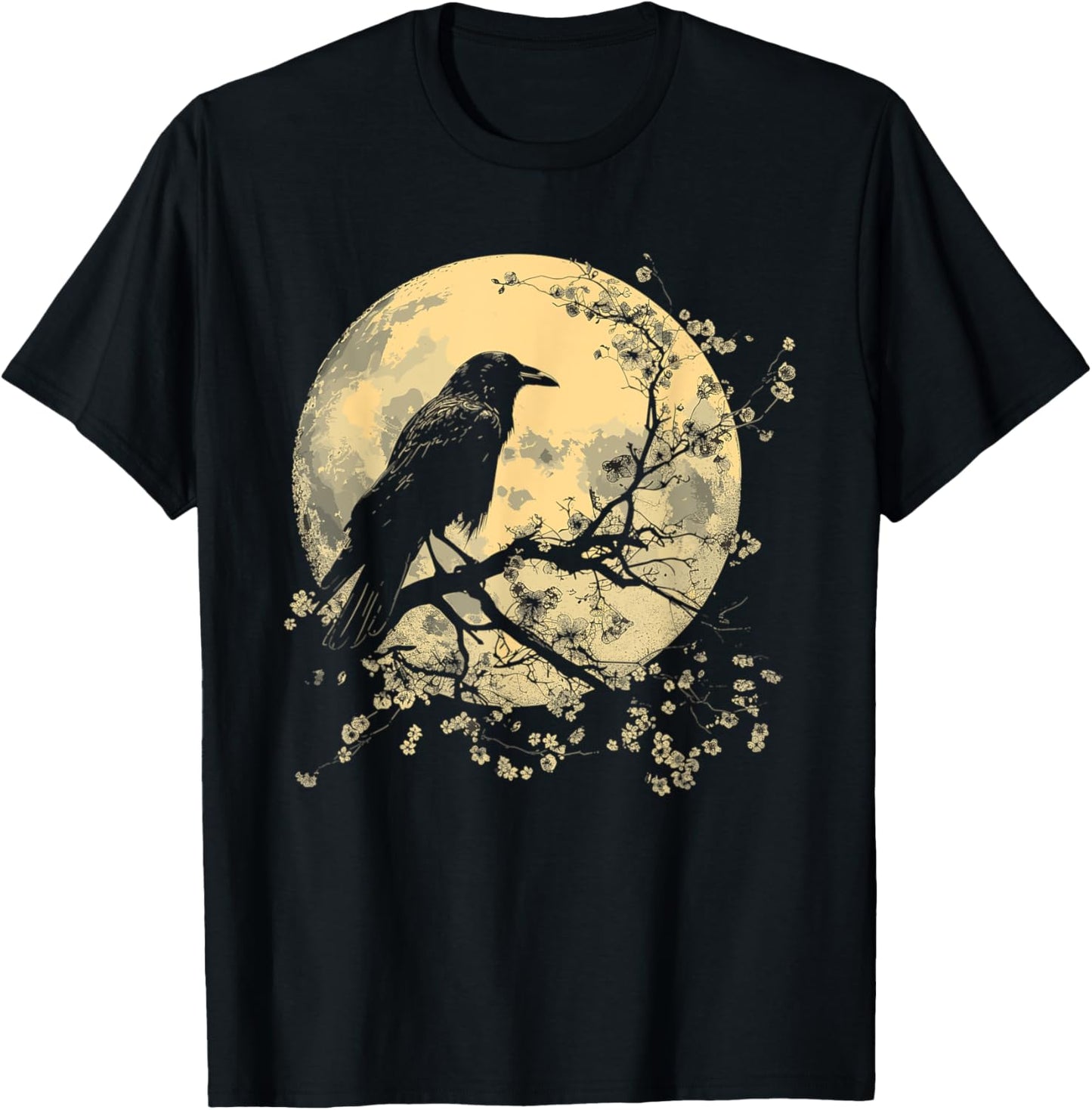 Black Raven Nature Art Crow Moon T-Shirt - T-Shirt | Black