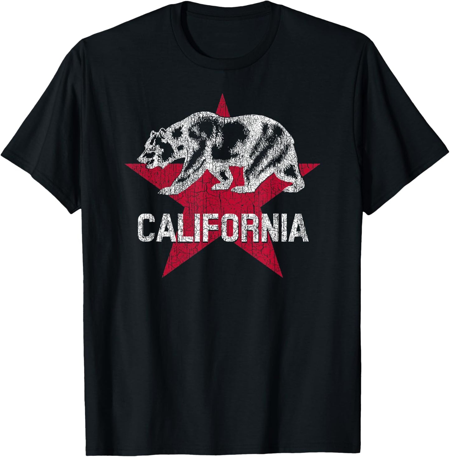 California Republic Flag Distressed Bear T-Shirt - T-Shirt | Black