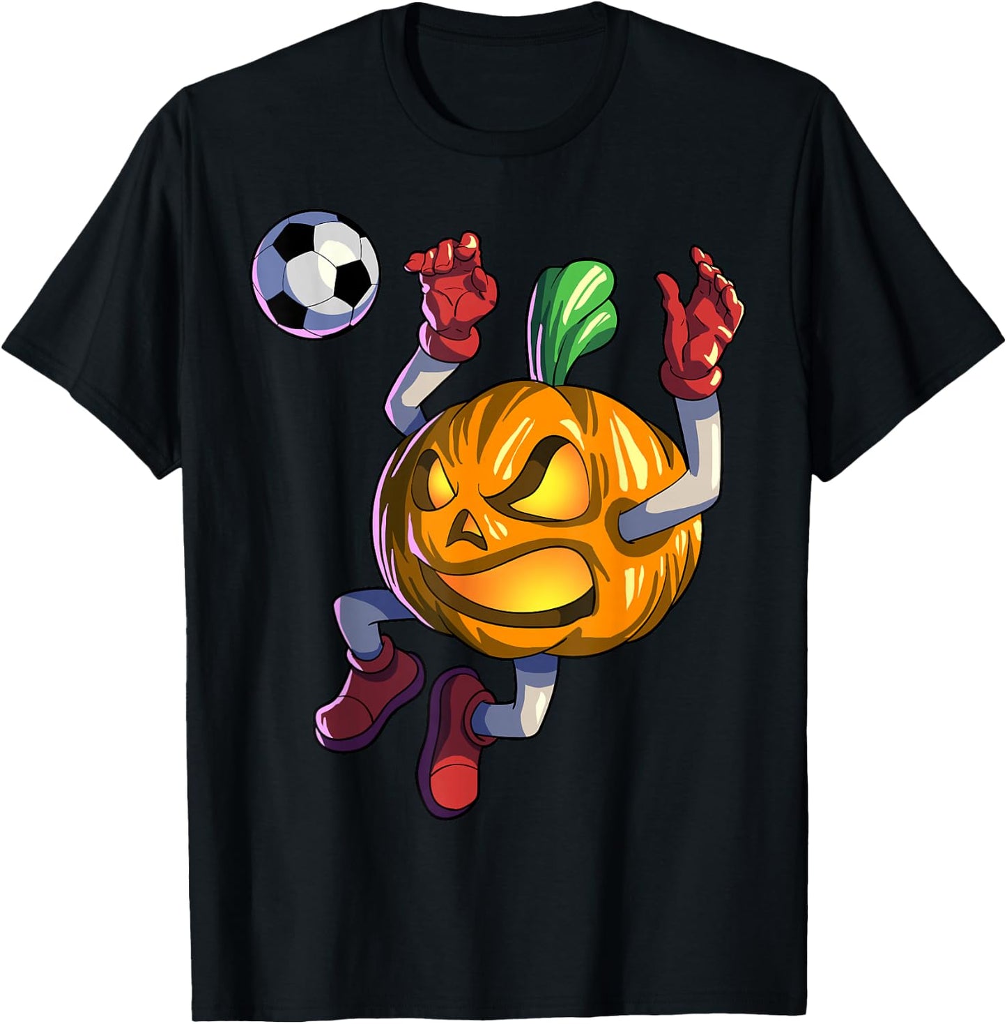 Soccer Pumpkin Halloween Men Boys Soccer Halloween T-Shirt - T-Shirt | Black