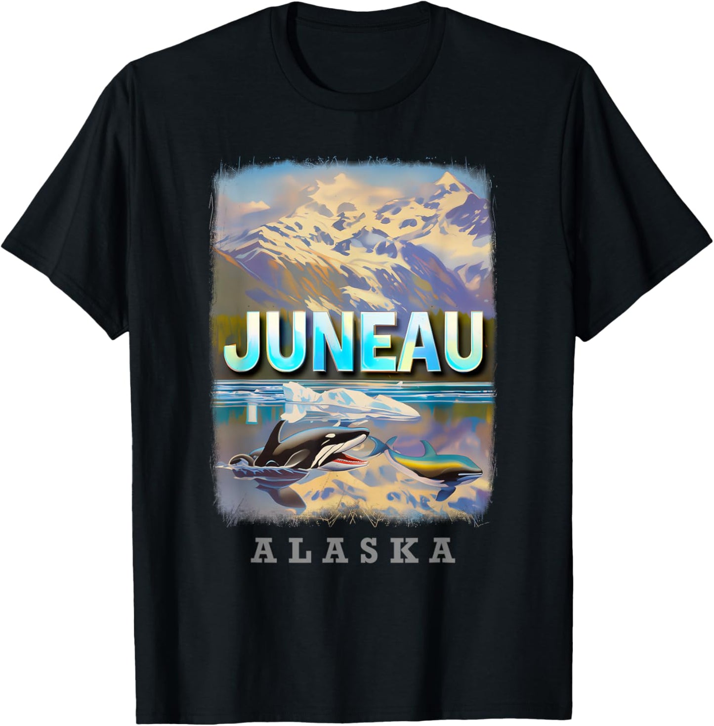 Juneau Alaska AK Glacier Majesty SD850 T-Shirt - T-Shirt | Black