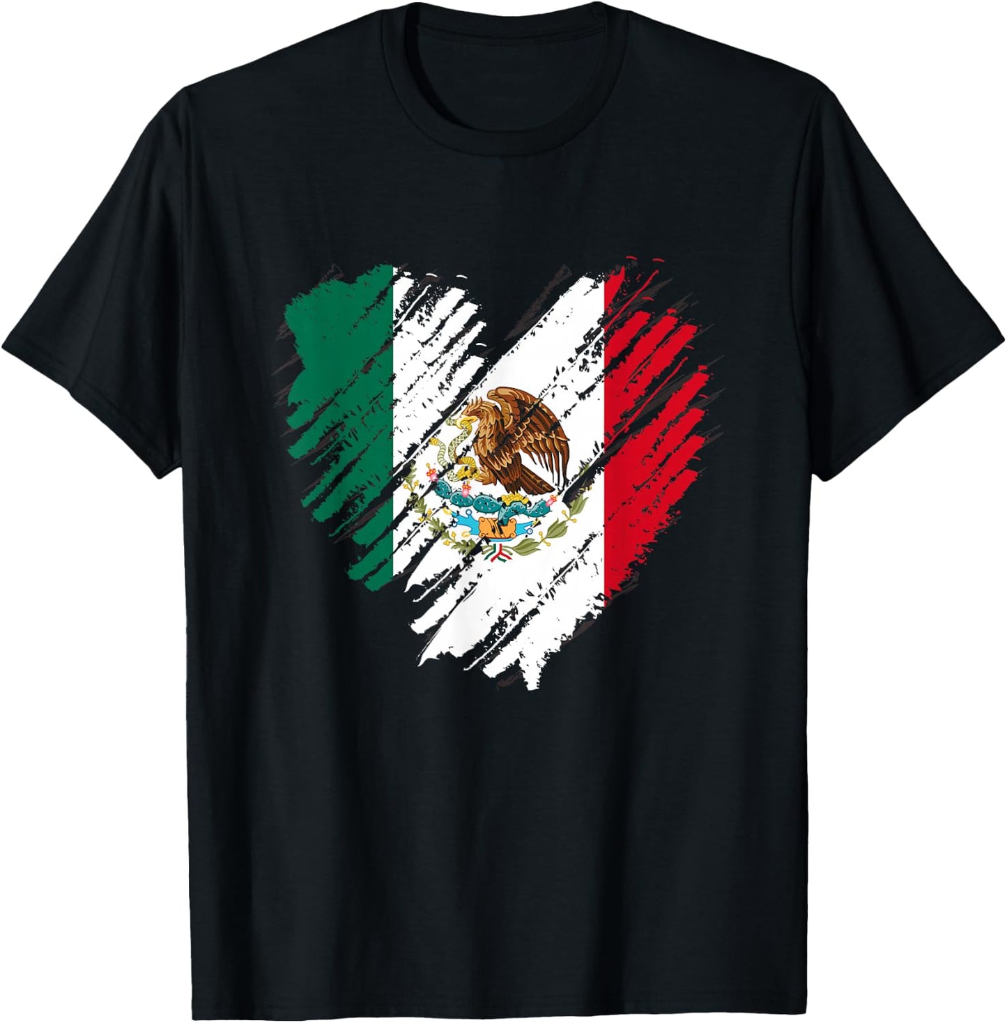 Mexico City Mexican Flag Heart Gift Mexico T-Shirt - T-Shirt | Black