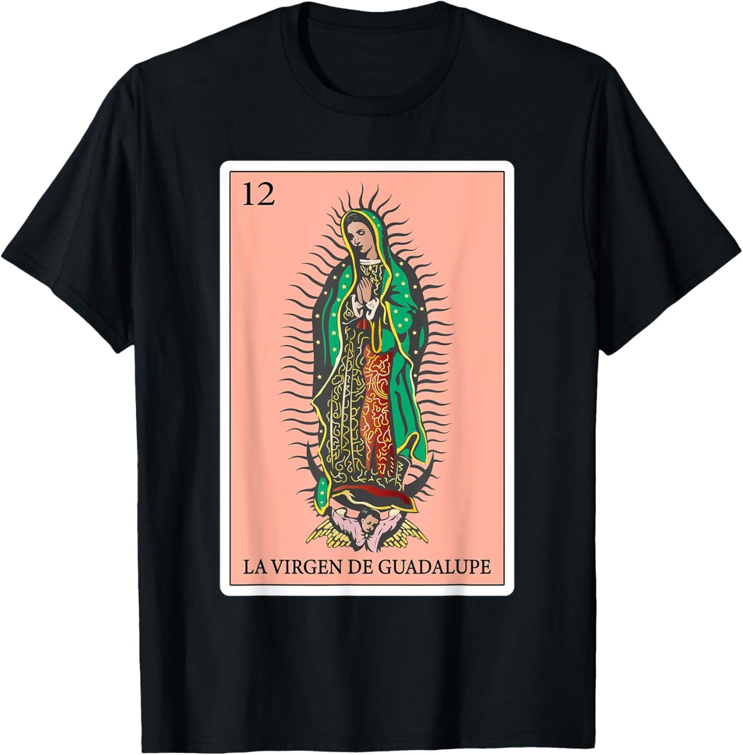 Gifts Spanish-Mexican Bingo Card - La Virgen de Guadalupe T-Shirt - T-Shirt | Black