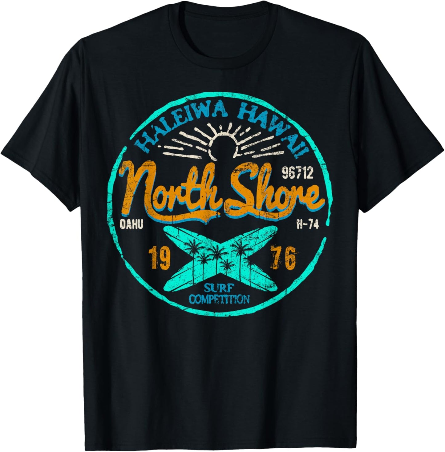 North Shore Hawaii Surfing Haleiwa Oahu Surf Surfer T-Shirt - T-Shirt | Black