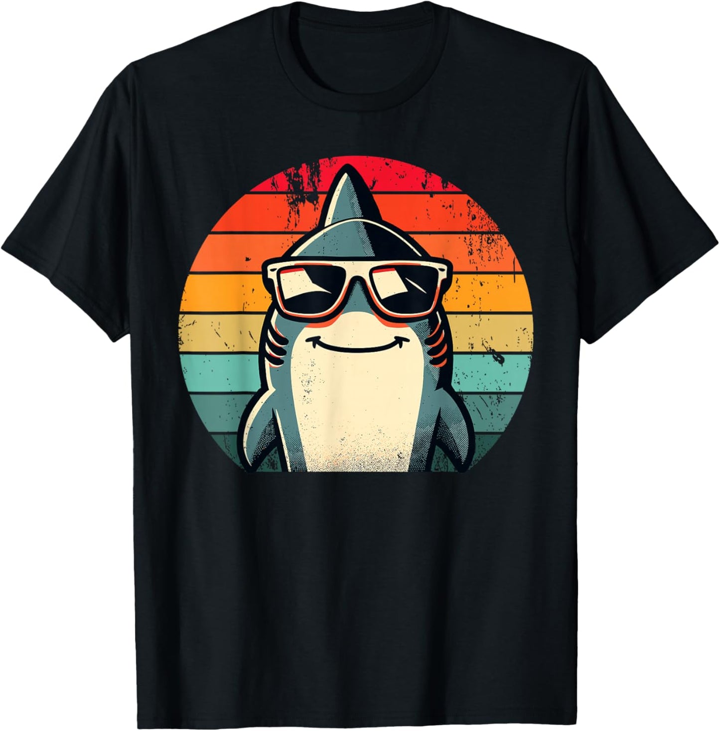 Cool Retro Shark in Sunglasses 70s 80s 90s Funny Shark T-Shirt - T-Shirt | Black