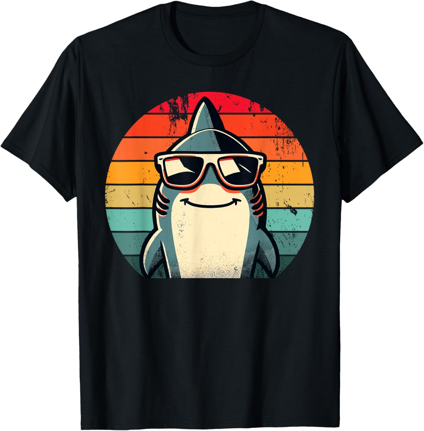 Cool Retro Shark in Sunglasses 70s 80s 90s Funny Shark T-Shirt - T-Shirt | Black