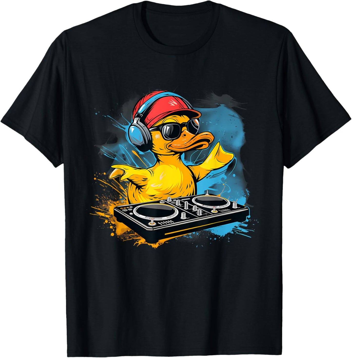 Rubber Duck Turntable DJ Rubber Duckling Music Lover Techno T-Shirt - T-Shirt | Black