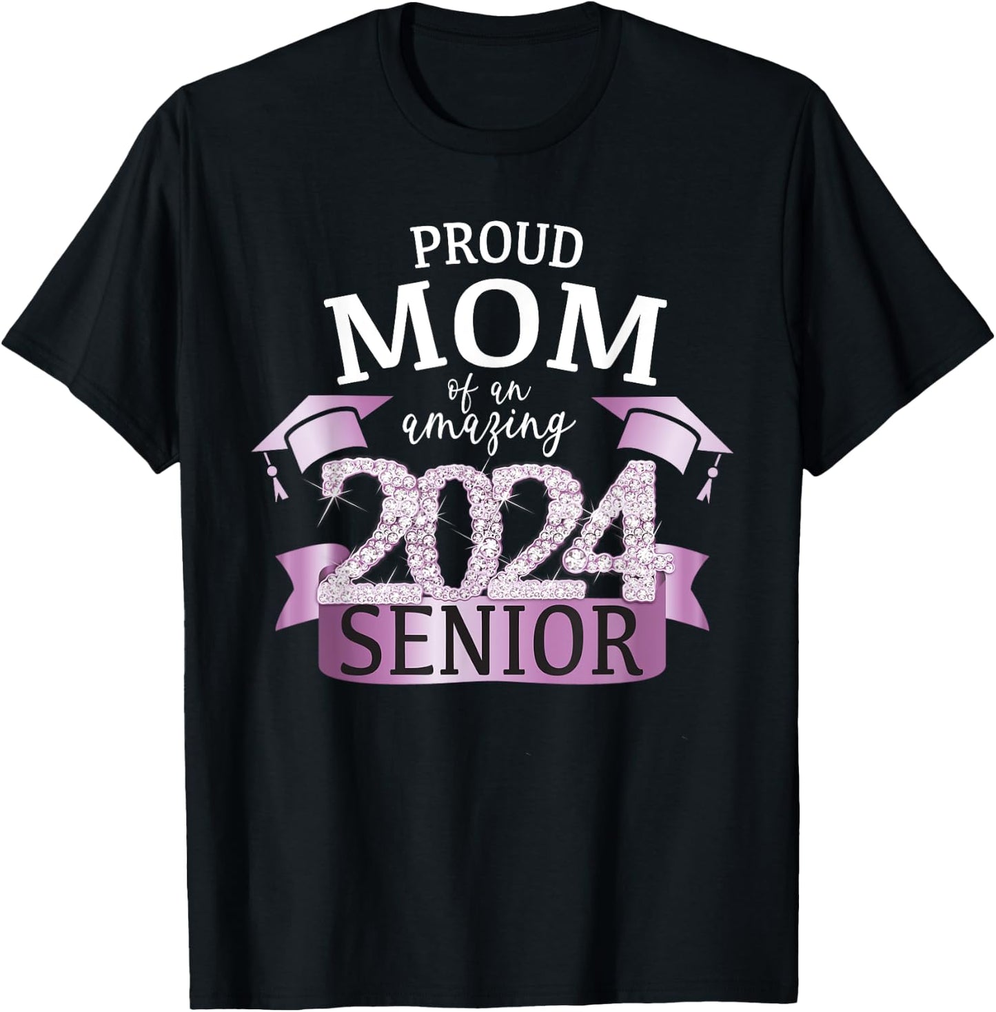 Proud 2024 Senior Mom I Elegant Purple Celebration Outfit T-Shirt - T-Shirt | Black