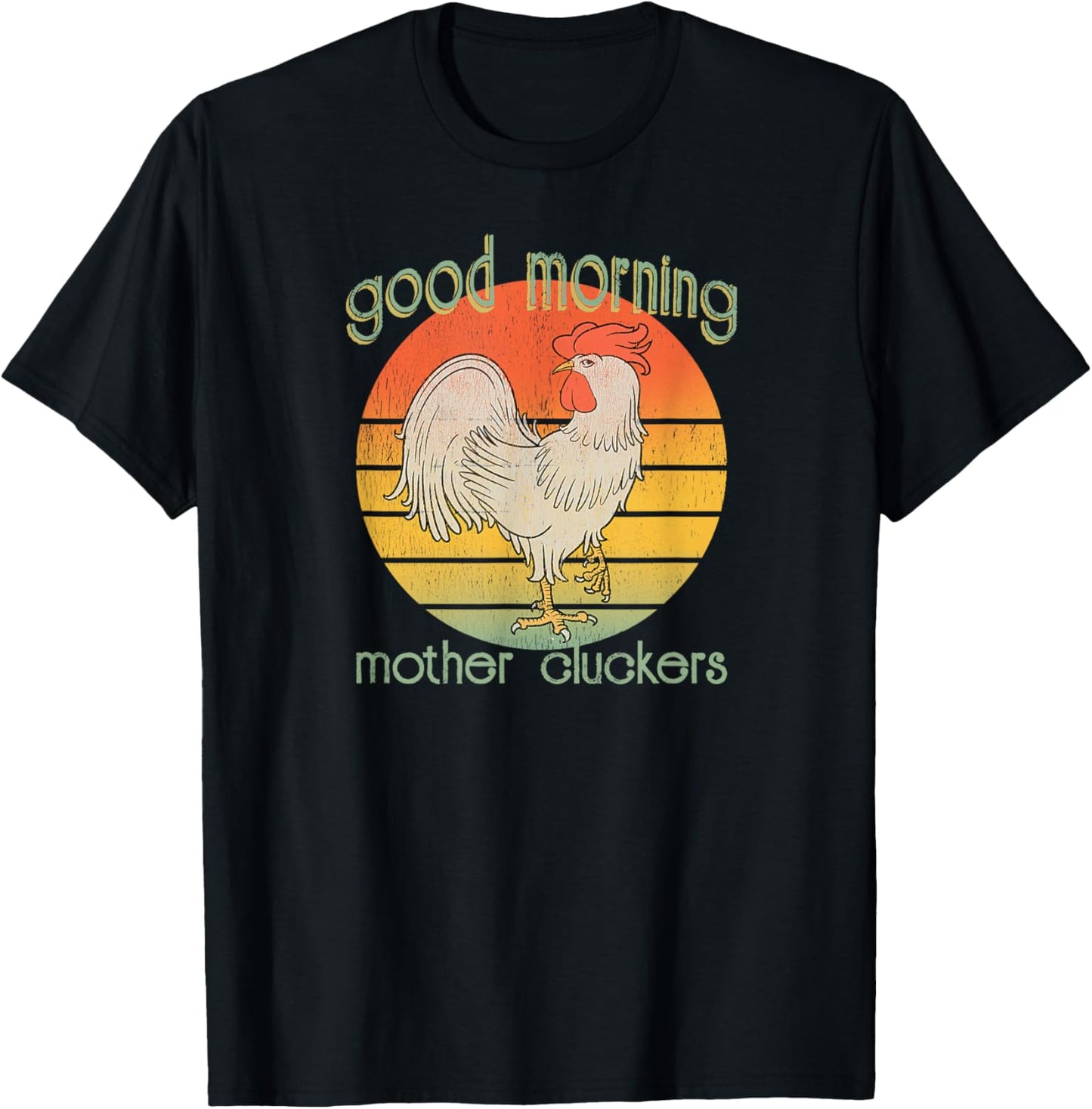 Cocky Rooster Morning Mother Cluckers Distressed Farmers T-Shirt - T-Shirt | Black