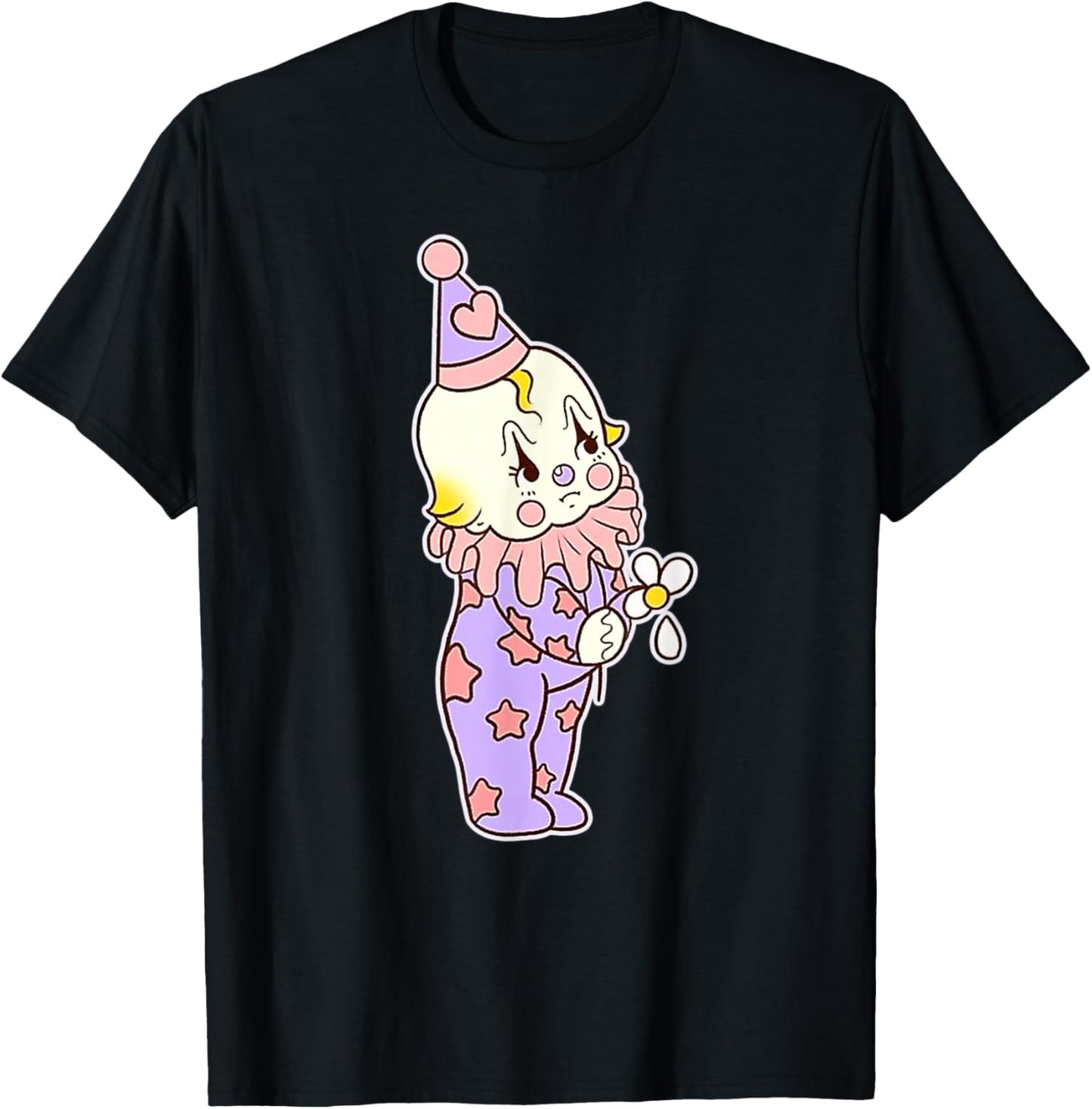 Kewpie Baby Sad Circus Clown Flower Tattoo Flash T-Shirt - T-Shirt | Black