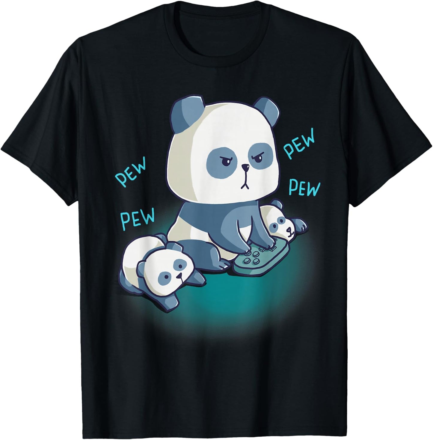 Gamer Parents Dad Mum Child Panda Bear Video Gaming Nerd T-Shirt - T-Shirt | Black