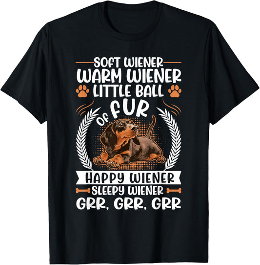 Dachshund Soft Wiener Warm Wiener Weiner Doxie Dog Lover T-Shirt - T-Shirt | Black