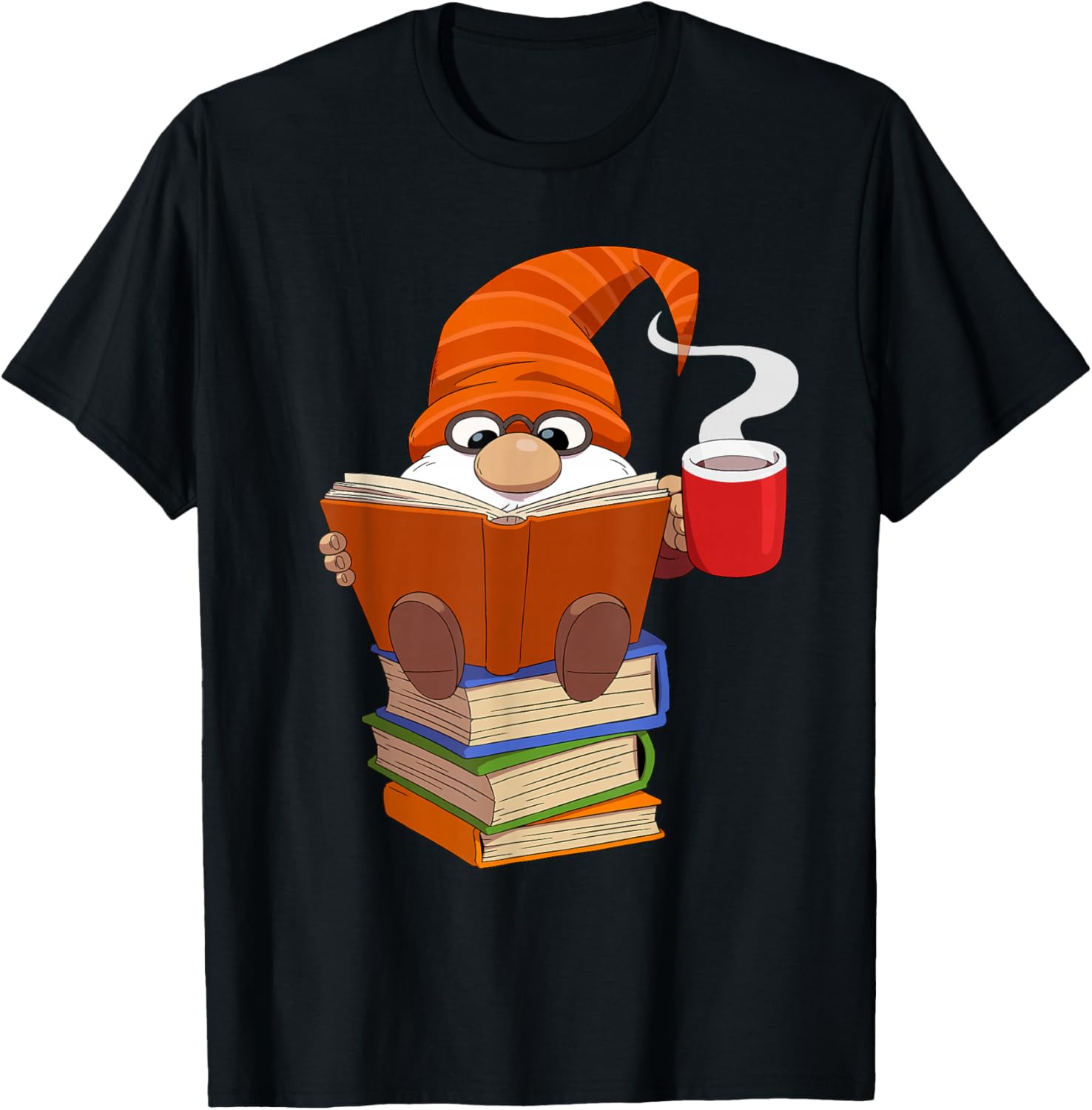 Reading Lover Book Graphic Funny Gnome T-Shirt - T-Shirt | Black