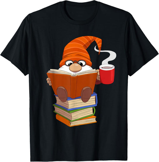 Reading Lover Book Graphic Funny Gnome T-Shirt - T-Shirt | Black