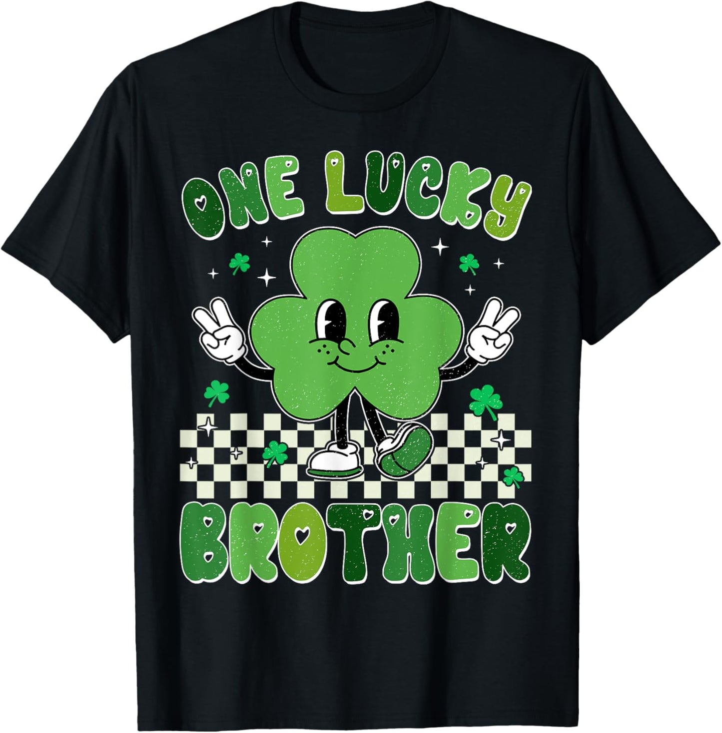 One Lucky Brother St Patrick's Day Shamrock Kids Boy Toddler T-Shirt - T-Shirt | Black