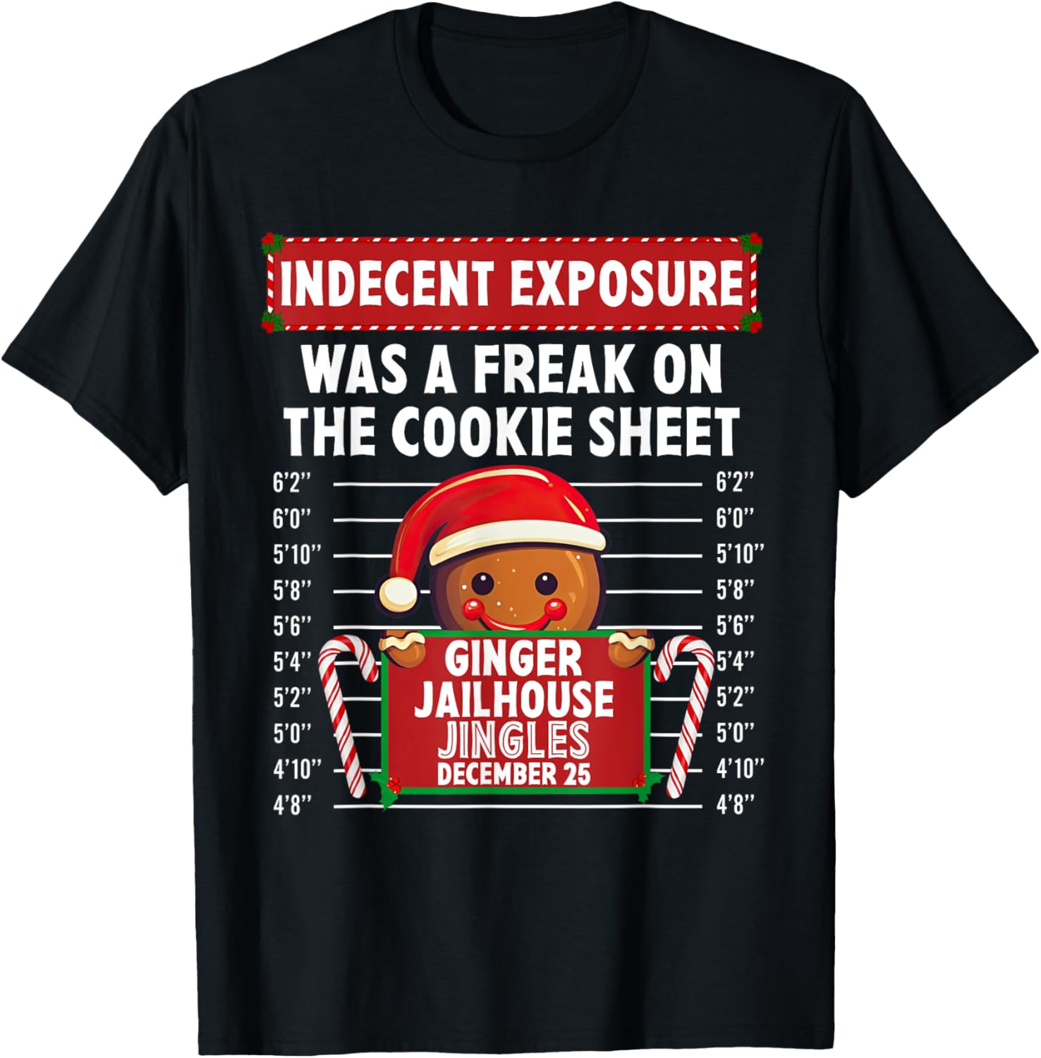 Indecent Exposure Ginger Jailhouse Christmas Gingerbread T-Shirt - T-Shirt | Black