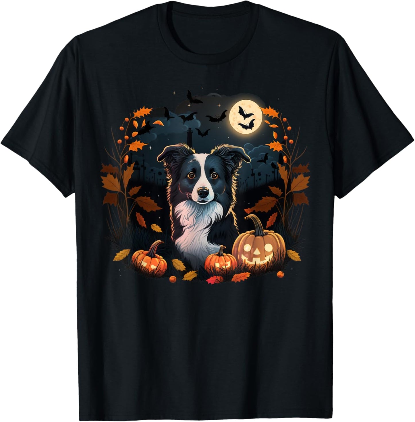 Pumpkin Border Collie costume on Border Collie Halloween T-Shirt - T-Shirt | Black
