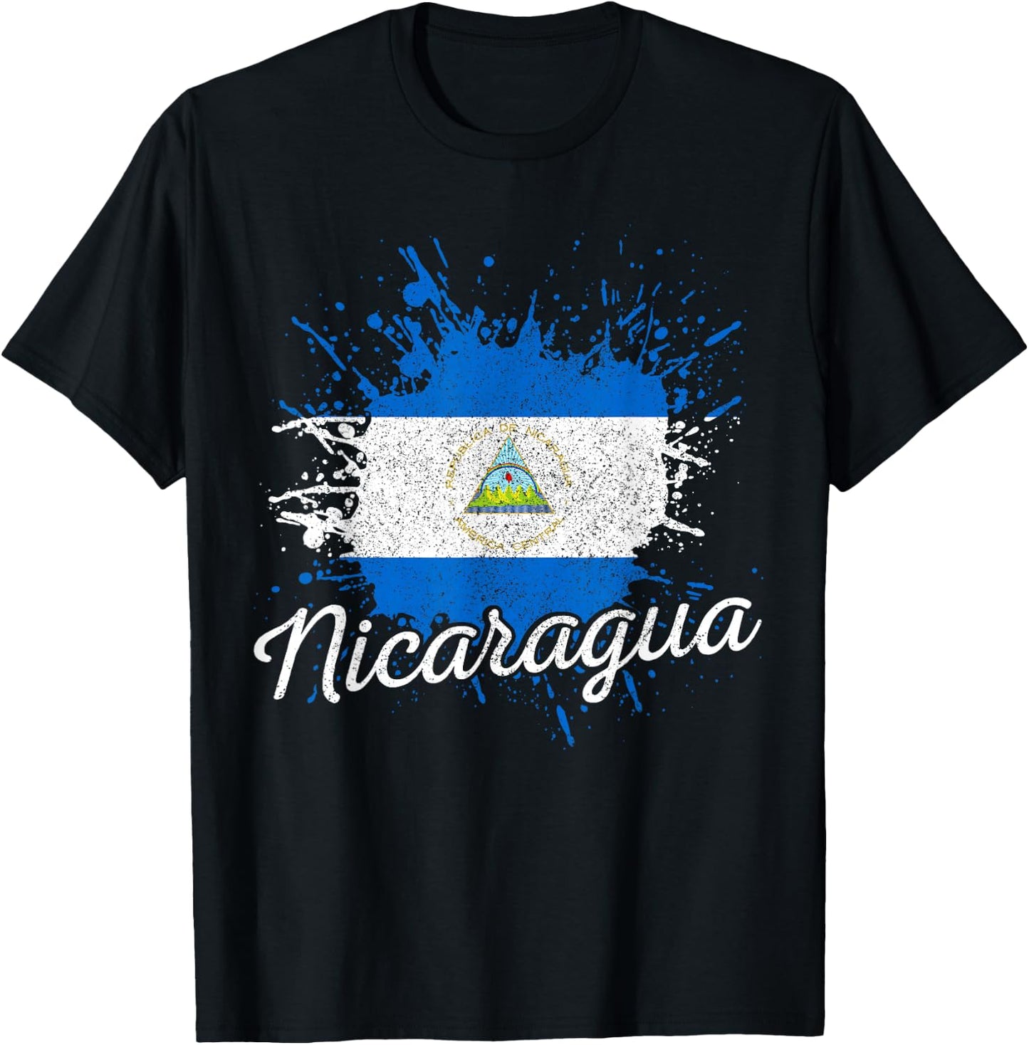 Nicaragua Flag Vintage Souvenir T-Shirt - T-Shirt | Black