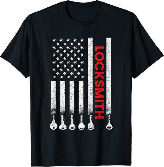 Locksmith American Flag, locksmith T-Shirt - T-Shirt | Black