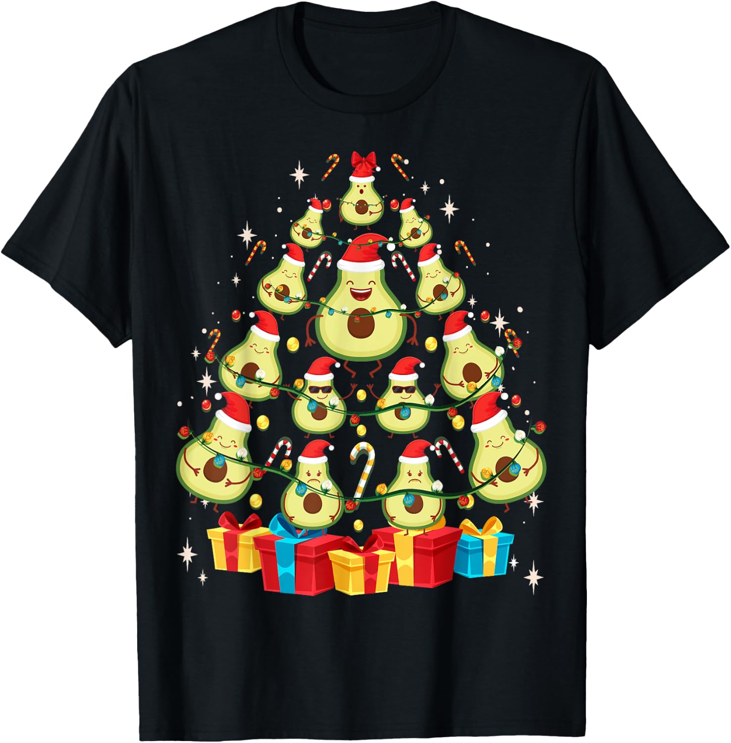 Avocado Plant Based Christmas Tree - Avocado Lover Christmas T-Shirt - T-Shirt | Black