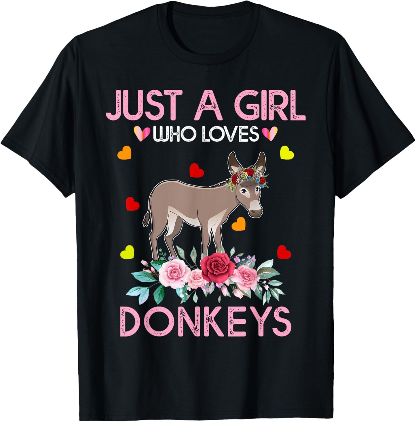 Donkey Kids Gift Just A Girl Who Loves Donkeys T-Shirt - T-Shirt | Black