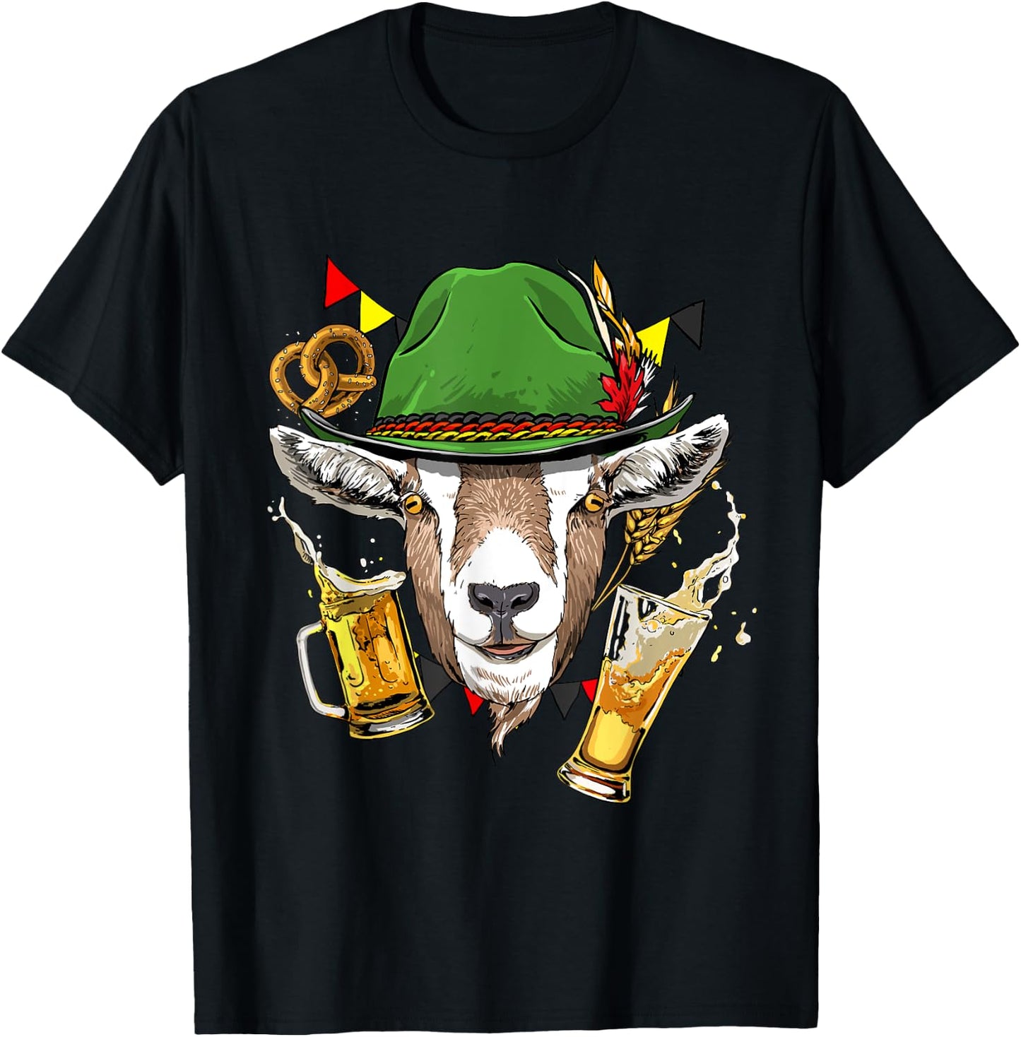 Oktoberfest Shirt Lederhosen Goat Farm Animal Goat Lover T-Shirt - T-Shirt | Black