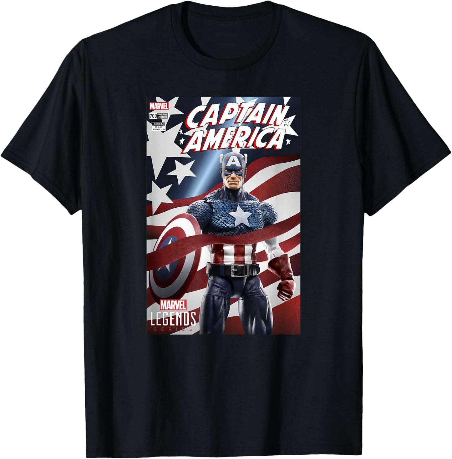Marvel Legends Series Captain America Comic Cover T-Shirt - T-Shirt | Black