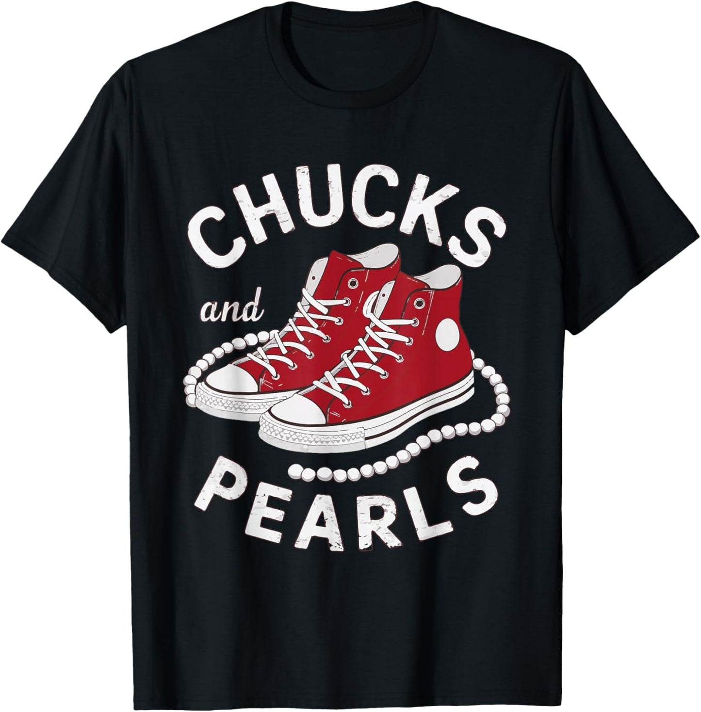 Chucks And Pearls Cute Men Women T-Shirt - T-Shirt | Black