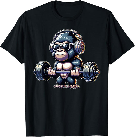Gorilla Funny Gym Weightlifting Bodybuilder Fitness Workout T-Shirt - T-Shirt | Black
