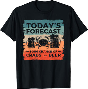 Today's Forecast 100% Chance Of Crabs And Beer T-Shirt - T-Shirt | Black