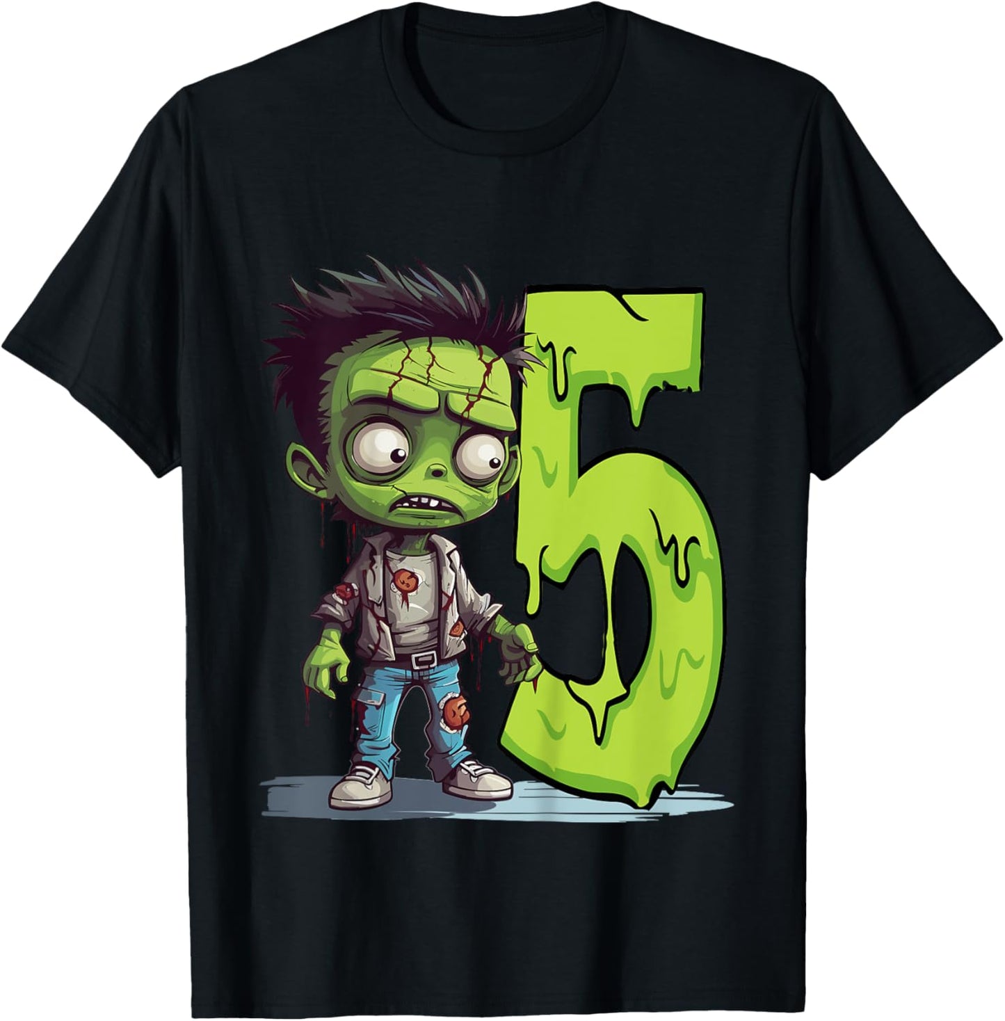 Kids Scary Zombie - five Years - creepy 5th Birthday Halloween T-Shirt - T-Shirt | Black