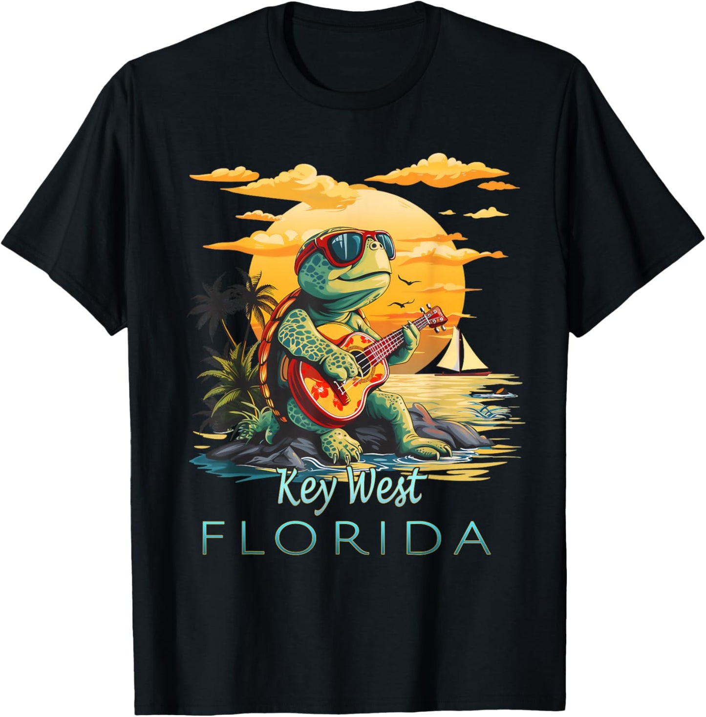 Key West Florida Keys Vacation Turtle T-Shirt - T-Shirt | Black