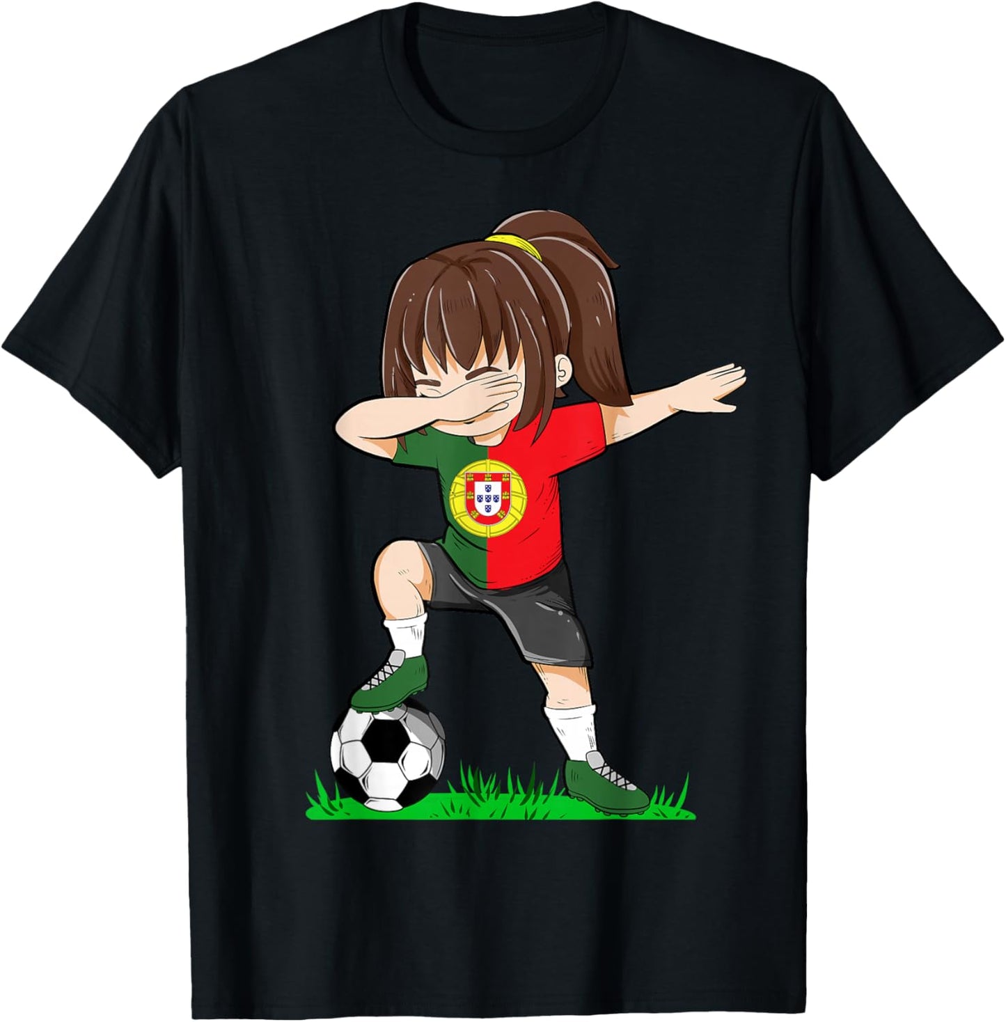Fußball Portugal Trikot Shirt Portugiesische Flagge Fußball Mädchen T-Shirt - T-Shirt | Black