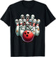 Funny Bowling Pin Faces For Bowling Lover, Men Kids Bowler T-Shirt - T-Shirt | Black