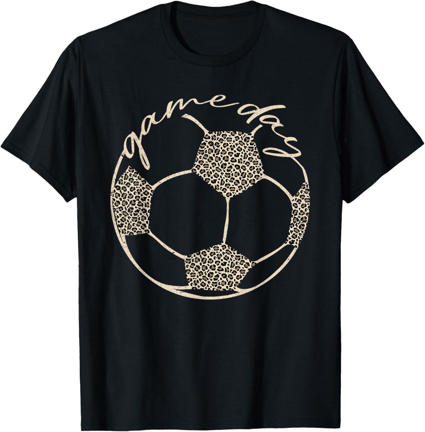 Soccer Game Day Women Leopard Cheetah Print Soccer Fan T-Shirt - T-Shirt | Black
