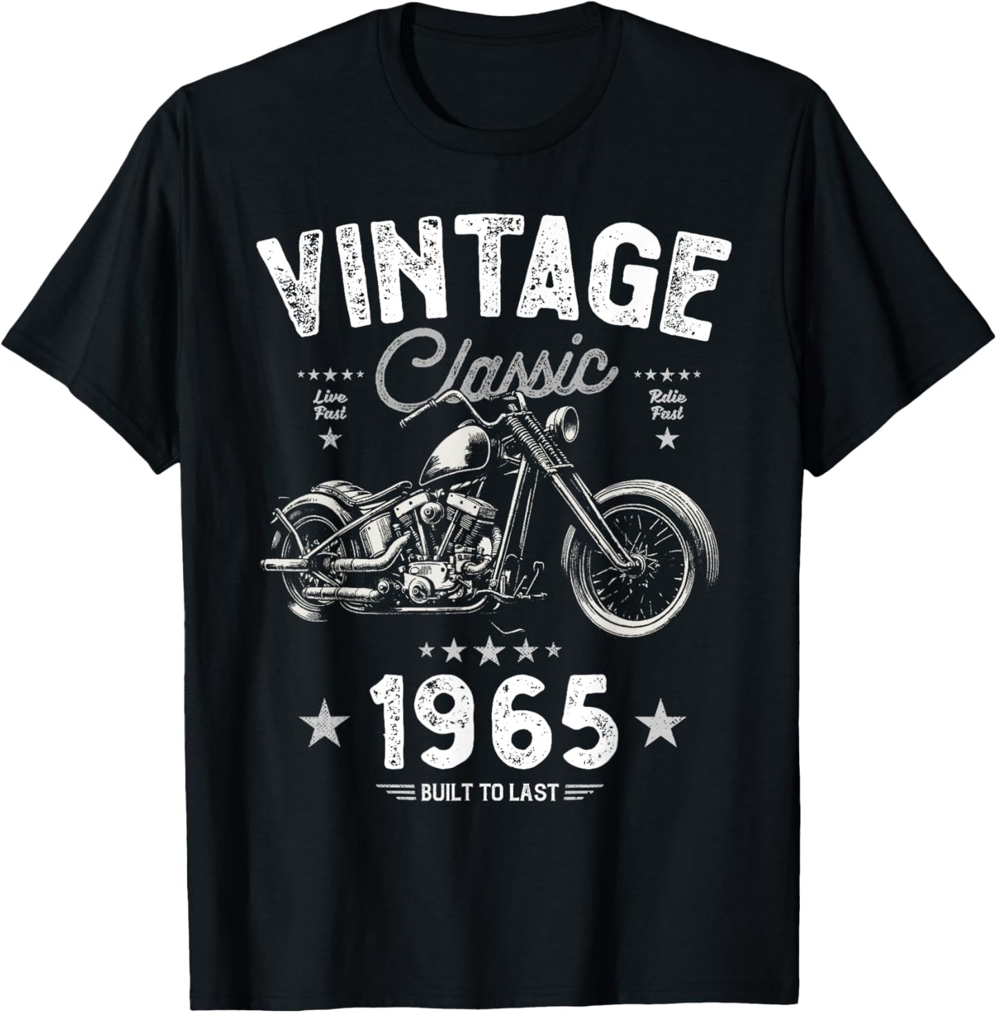 Vintage 1965 60th Birthday Classic Retro Chopper Motorbike T-Shirt - T-Shirt | Black