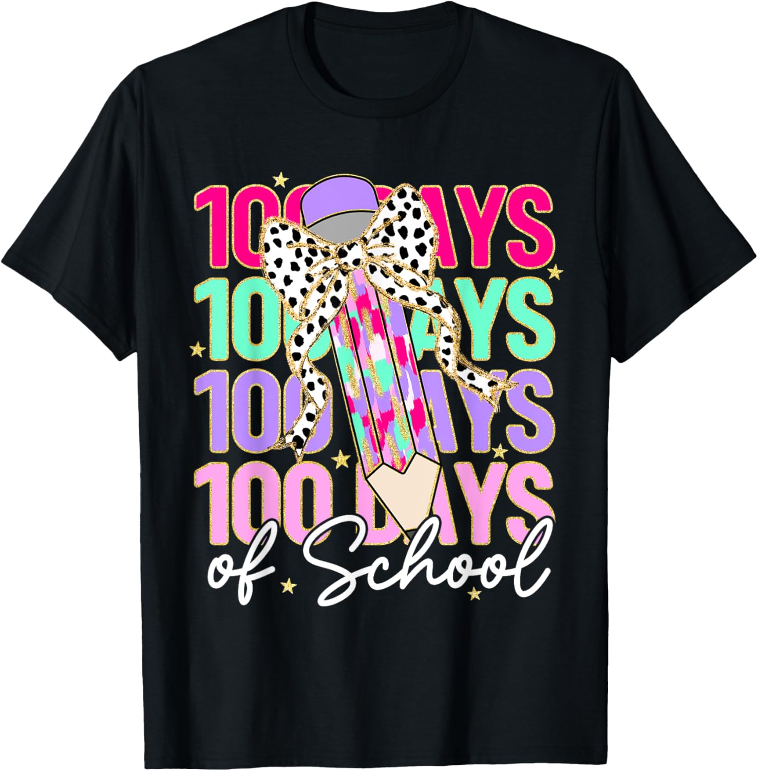 100 Days of School Teacher 100th Day of School Girls Kids T-Shirt - T-Shirt | Black